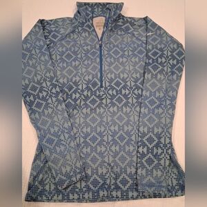 Blue Patterned Long-Sleeve Top